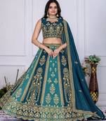 teal blue Designer Bollywood Style Lehenga Choli