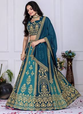 teal blue Designer Bollywood Style Lehenga Choli 2