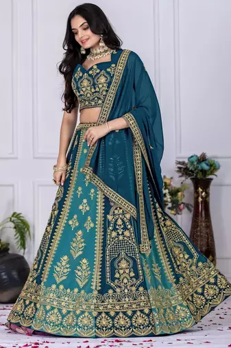 teal blue Designer Bollywood Style Lehenga Choli
