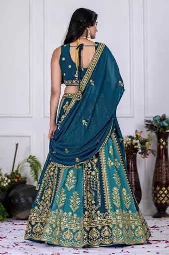 teal blue Designer Bollywood Style Lehenga Choli