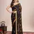 Mustard embroidered georgette saree with blouse piece