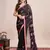Pink embroidered georgette saree with blouse piece