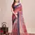 Multicolor printed linen saree with blouse piece