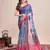 Multicolor printed linen saree with blouse piece