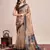 Multicolor printed linen saree with blouse piece