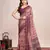 Multicolor printed linen saree with blouse piece