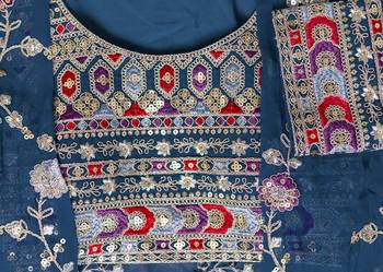 Trendmalls Trendmalls Georgette Embroidery Crop Top with Flared Palazzo and Shrug Set 7