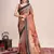 Multicolor printed linen saree with blouse piece