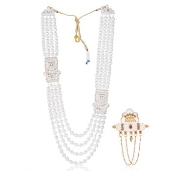 Premium Beaded Groom Mala with Elegant Brooch 1