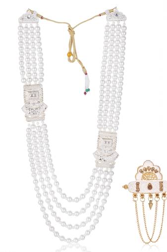 Premium Beaded Groom Mala with Elegant Brooch