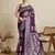 Purple woven cotton silk jacquard saree with blouse piece
