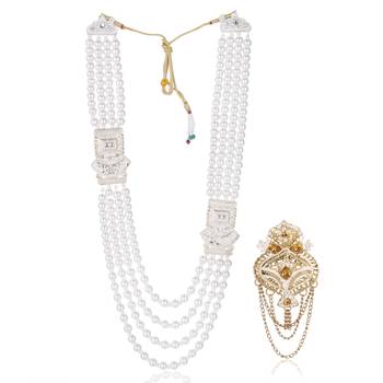 Premium Beaded Groom Mala with Elegant Brooch 1