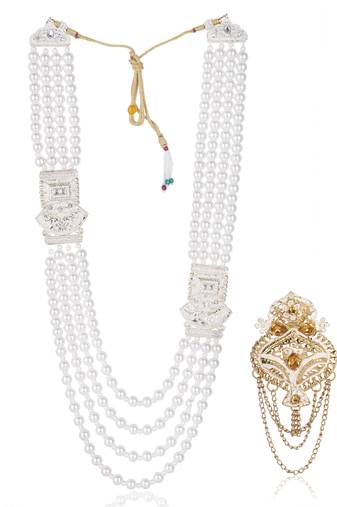 Premium Beaded Groom Mala with Elegant Brooch