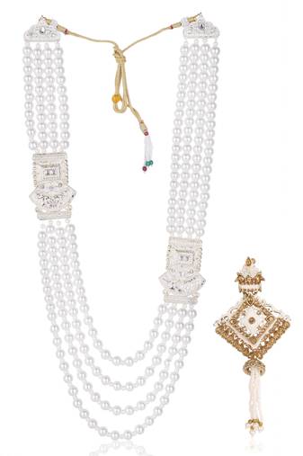 Premium Beaded Groom Mala with Elegant Brooch