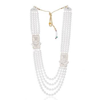 Premium Beaded Groom Mala with Elegant Brooch 3