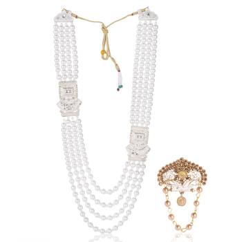 Premium Beaded Groom Mala with Elegant Brooch 1