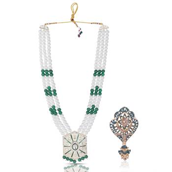 Beaded Layered Dulha Moti Mala With Designer Brooch 1