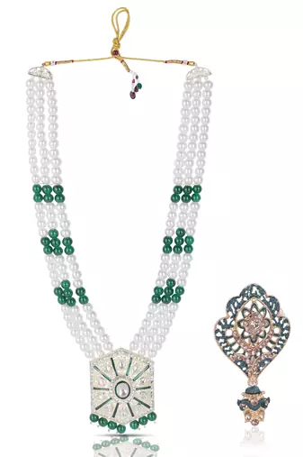 Beaded Layered Dulha Moti Mala With Designer Brooch