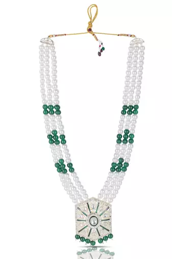 Beaded Layered Dulha Moti Mala With Designer Brooch