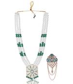 Beaded Layered Dulha Moti Mala With Designer Brooch