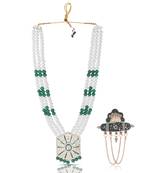Pearl-Beaded Dulha Moti Mala Haar Necklace With Elegant Brooch