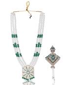 Pearl-Beaded Dulha Moti Mala Haar Necklace With Elegant Brooch