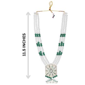 Pearl-Beaded Dulha Moti Mala Haar Necklace With Elegant Brooch 4