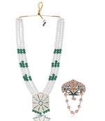 Pearl-Beaded Dulha Moti Mala Haar Necklace With Elegant Brooch