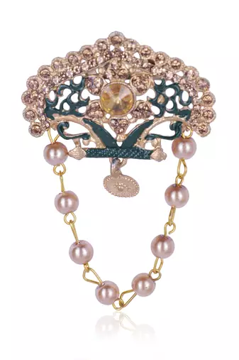 Pearl-Beaded Dulha Moti Mala Haar Necklace With Elegant Brooch