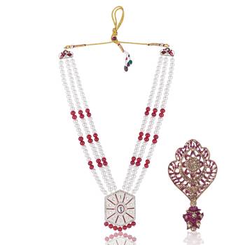 Beaded Layered Dulha Moti Mala With Designer Brooch 1