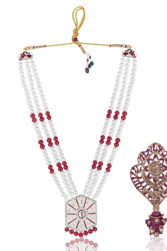 Beaded Layered Dulha Moti Mala With Designer Brooch