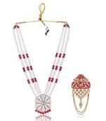 Pearl-Beaded Dulha Moti Mala Haar Necklace With Elegant Brooch