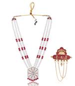 Pearl-Beaded Dulha Moti Mala Haar Necklace With Elegant Brooch