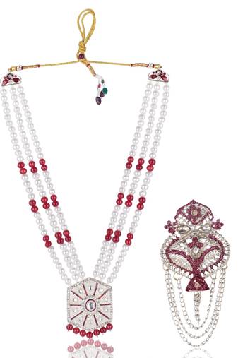 Beaded Layered Dulha Moti Mala With Designer Brooch