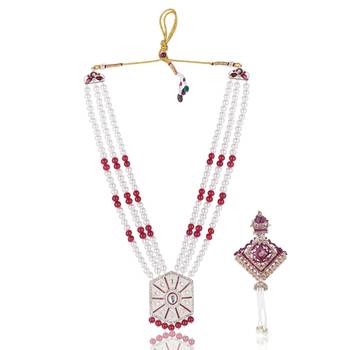 Beaded Layered Dulha Moti Mala With Designer Brooch 1