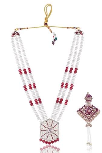 Beaded Layered Dulha Moti Mala With Designer Brooch