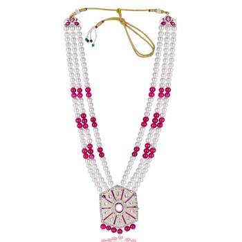 Pearl-Beaded Dulha Moti Mala Haar Necklace With Elegant Brooch 3