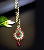 Statement multicolor floral maang tikka with pearl chain