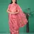 Pink organza printed pre stitched saree with stitched blouse for girls