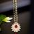   radiant pearl cluster maang tikka with maroon teardrop stone