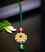 Traditional kundan floral maang tikka with red & green