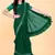 Green silk embroidered pre stitched saree with stitched blouse for girls