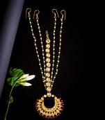 Royal crescent kundan maang tikka with ruby bead detailing