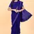 Blue silk embroidered pre stitched saree with stitched blouse for girls