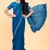 Blue silk embroidered pre stitched saree with stitched blouse for girls
