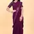 Purple silk embroidered pre stitched saree with stitched blouse for girls