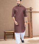 Light brown cotton plain pathani suits for mens wear