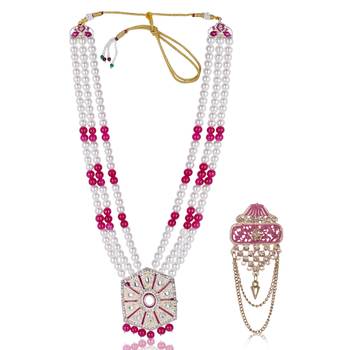 Beaded Layered Dulha Moti Mala With Designer Brooch 1