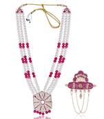 Pearl-Beaded Dulha Moti Mala Haar Necklace With Elegant Brooch