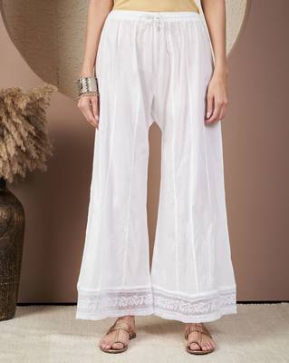Women white chikankari plazzo 1
